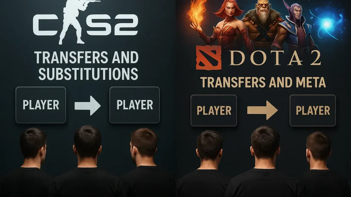 Составы команд CS2 и Dota 2: трансферы, замены и мета