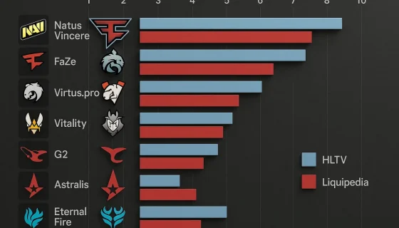 ТОП-10 команд по версии HLTV и Liquipedia: сравнение рейтингов