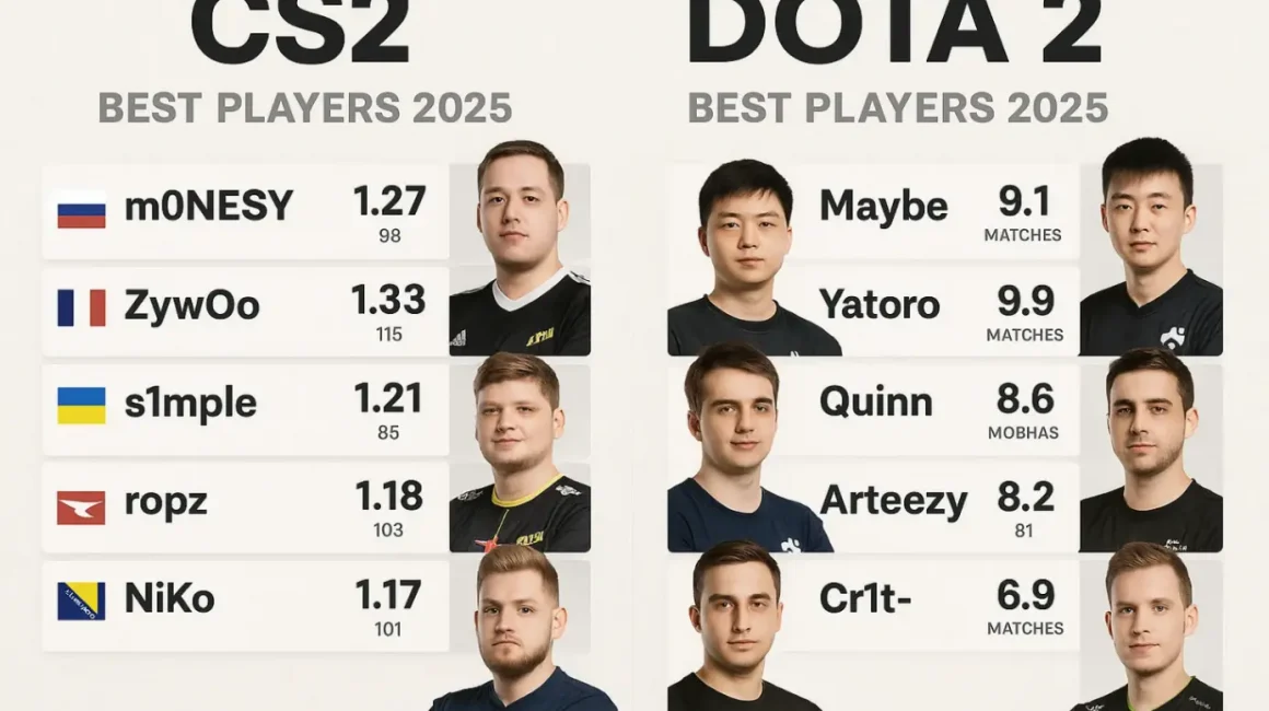 Лучшие игроки в CS2 и Dota 2 в 2025 году: статистика и карьера